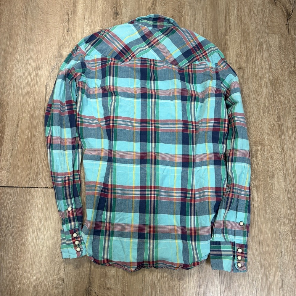 Ralph Lauren Sport Women's Plaid Pearl Snap Shirt Size 10 Blue 100% Cotton - Picture 2 of 8